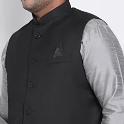 Hangup Men Multicoloured Solid Kurta with Pyjamas & Nehru Jacket image 3
