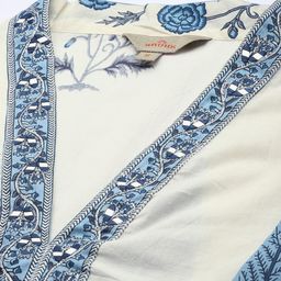 Anouk Floral Printed Mirror Work Pure Cotton Kurta with Trousers & With Dupatta image 2