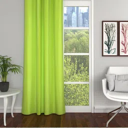 Soumya Lime Green Single Solid Cotton Long Door Curtain-image-42