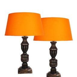 Homesake Orange & Brown Set Of 2 Contemporary Handcrafted Table Lamp with Shade image 5