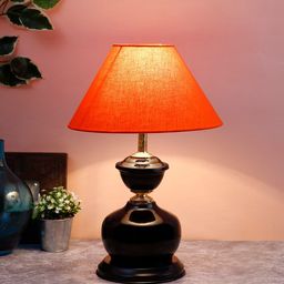 Devansh Orange & Black Traditional Table Lamp with Shade image 4