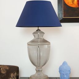 THE LIGHT STORE Blue Self Design Bedside Standard Table Lamp with Shade image 4
