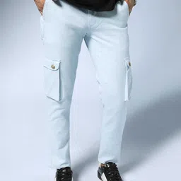 Hubberholme Men Blue Slim Fit Cargos Trousers-image-64