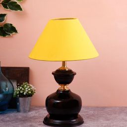 Devansh Yellow & Black Traditional Bedside Standard Table Lamp with Shade image 3
