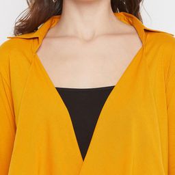 Hypernation Women Yellow Solid Open Front Shrug image 4
