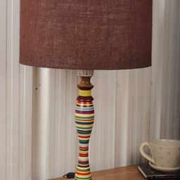 Grated Ginger Brown Printed Bedside Standard Table Lamp with Shade-picture-37