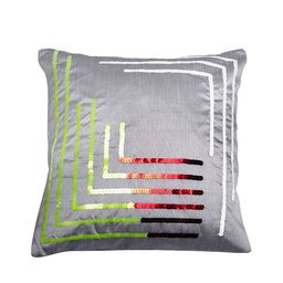 Alina decor Grey & White Set of 2 Embellished Square Cushion Covers image 4