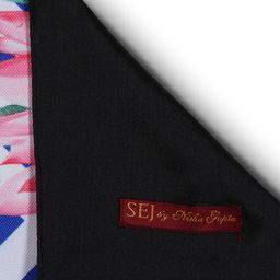 SEJ by Nisha Gupta Blue & White Chevron Print Rectangular 48" x 13" Cotton Table Runner image 3