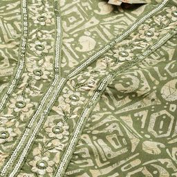 Anouk Floral Printed Mirror Work Kurta With Trousers & Dupatta image 2