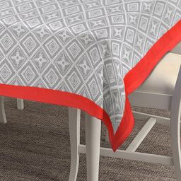 BLANC9 Grey & White Geometric Printed Rectangular Cotton Table Cover image 4