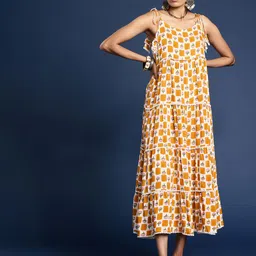 Taavi Floral Printed Shoulder Straps A-Line Sanganeri Ethnic Dress-picture-26