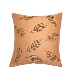 Alina decor Peach-Coloured & Brown Set of 2 Embellished Square Cushion Covers image 5