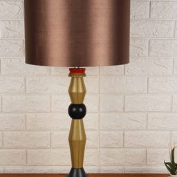Grated Ginger Brown & Olive Green Solid Buffet Table Lamp with Shade-40