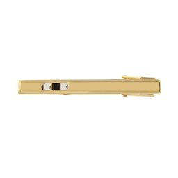 PELUCHE Unisex Gold-toned & Black Artificial Stone-Studded The Bling Bar Tie Pin image 2