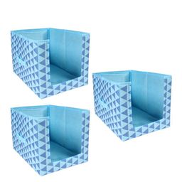 prettykrafts Set Of 3 Blue Geometric Printed Shirt Stacker Closet Organizer-8