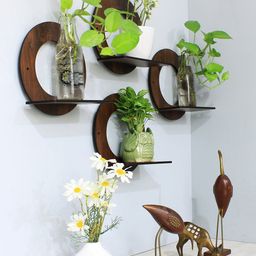 RANDOM Black Set of 4 Moon MDF Basic Wall Shelf image 3