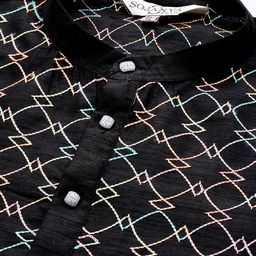 SOJANYA PLUS Men Plus Size Embroidered Regular Kurta With Pyjamas image 2