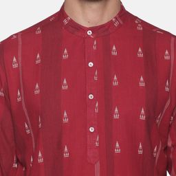 Saffron Threads Men Red Geometric Printed Kurta image 5