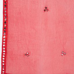 Clora Creation Red & Silver-Toned Woven Design Dupatta image 4