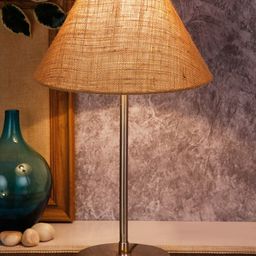 Devansh Beige Self Design Conical Table Lamp image 2
