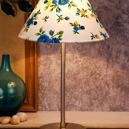 Devansh White & Blue Printed Contemporary Buffet Table Lamp image 5