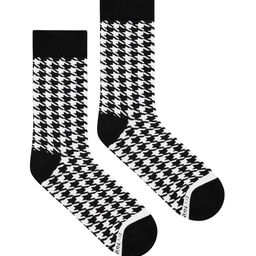 Dynamocks Unisex Black & White Houndstooth Patterned Calf-Length Socks image 3