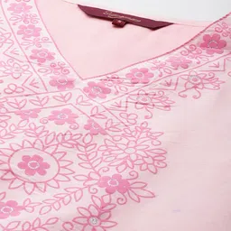 Sangria Floral Printed Regular Chanderi Cotton Kurta With Palazzos & Dupatta image 2