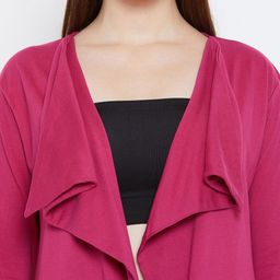 Hypernation Burgundy Solid Open Front Shrug image 5