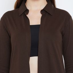 Hypernation Brown Solid Open Front Shrug image 4