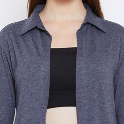 Hypernation Blue Solid Open Front Shrug image 2