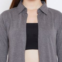 Hypernation Charcoal Solid Open Front Longline Shrug image 5
