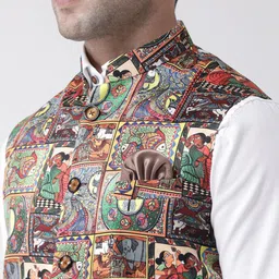 Hangup Men Multicoloured Printed UV Protected Nehru Jacket image 5