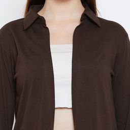 Hypernation Brown Solid Open Front Shrug image 5