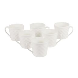 CDI Set of 6 White Textured Bone China Cups Set image 2
