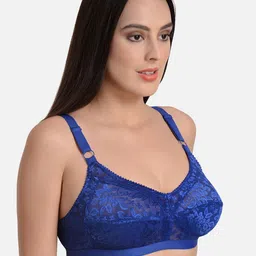 mod & shy Blue Self Design Non-Wired Non Padded Minimizer Bra image 3