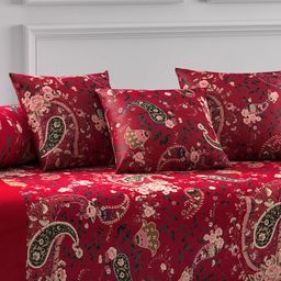 SWAYAM Red Printed Diwan Set image 2