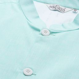 SOJANYA PLUS Size Men Turquoise Blue Solid Cotton Linen Nehru Jacket With Slub Effect image 2