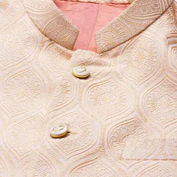 MANQ Men Peach-Coloured Ethnic Motifs Jaquard Woven Design Nehru Jacket image 2