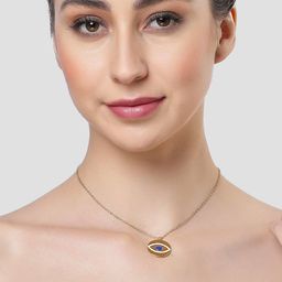 Bohey by KARATCART Gold-Plated Circular Shaped Evil Eye Alloy Pendant With Chain-image-39