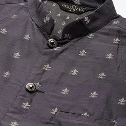 Sojanya Men Charcoal Grey & Silver Self Design Nehru Jacket image 4
