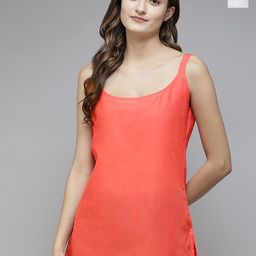 ADA Women Carrot Pink & White Pack of 2 Cotton Solid ShortHandloom Camisoles-image-20