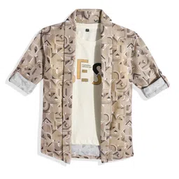 CHARCHIT Boys Printed Lapel Shrug With T-shirt-image-74
