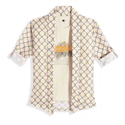 CHARCHIT Boys Printed Lapel Shrug With T-shirt-image-77