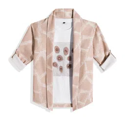 CHARCHIT Boys Printed Lapel Shrug With T-shirt-image-71