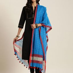 Taavi Woven Design Handloom Sustainable Dupatta with Sequinned image 4