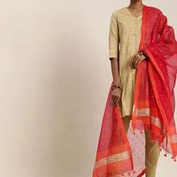 Taavi Woven Design Handloom Sustainable Dupatta with Sequinned image 2