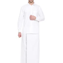 Ramraj Men Pack of 2 Pure Cotton Single Layer Dhoti With Zari Border image 2