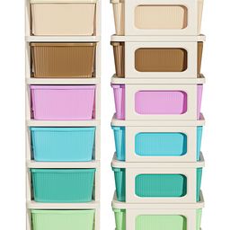 Kuber Industries Cream-Colored Textured 6-Layer Storage Drawer Organizer With Wheels image 3