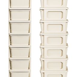 Kuber Industries Cream-Colored Textured 7-Layer Storage Drawer Organizer With Wheels image 3