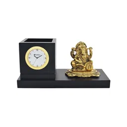 Archies Gold-Toned Round Textured Analogue Table Clock image 4